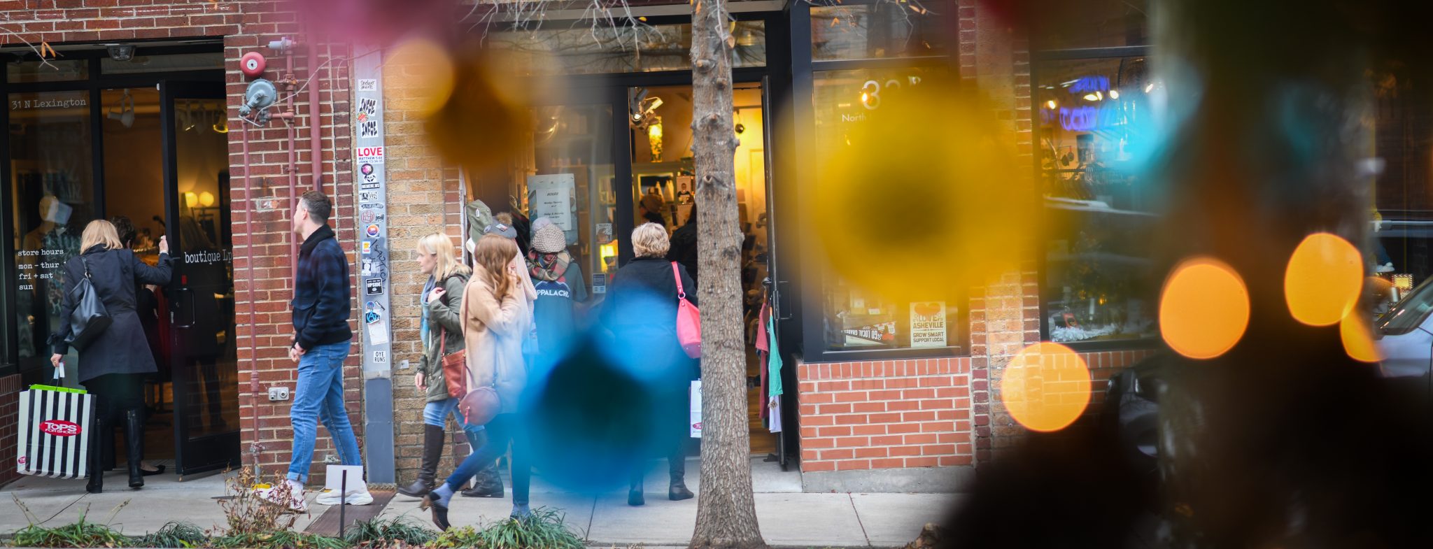 Downtown Asheville during the holidays