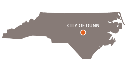 City of dunn location on north carolina map