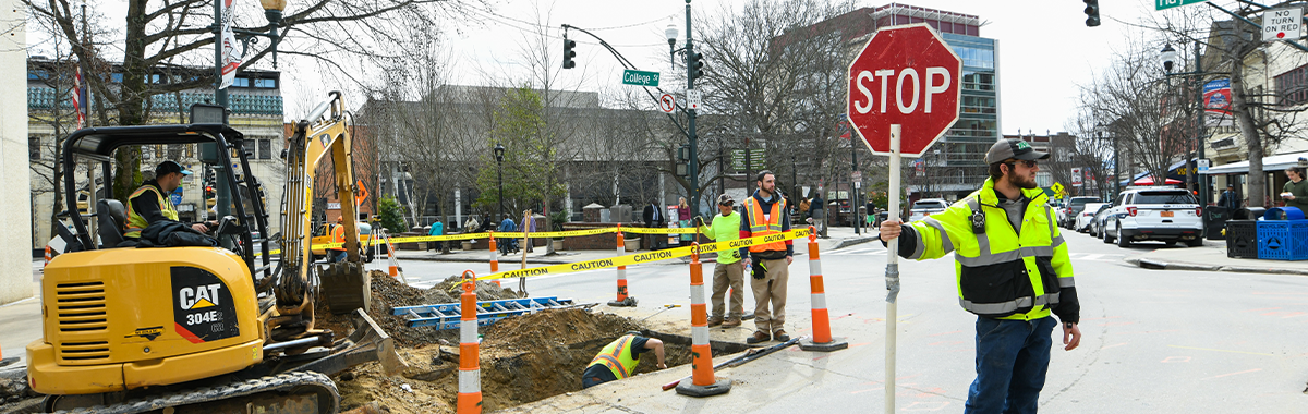 Haywood Streetscape Construction at crosswalk