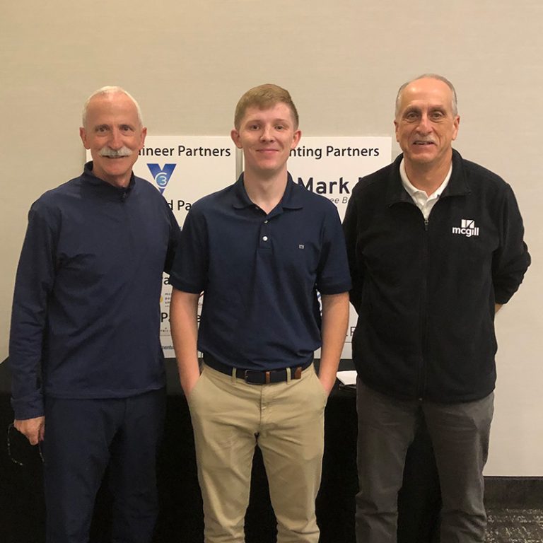 Tripp English with former local government managers and McGill staff, Gary Jackson and Robert Hyatt. Tripp received the Marvin Hoffman / McGill Associates Local Government Scholarship form Appalachian State University