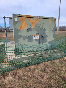 Town of Fletcher electrical box affected by Tropical Storm Helene