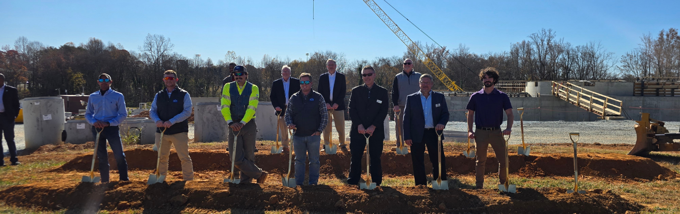 members of water infrastructure groundbreaking ceremony in Mebane