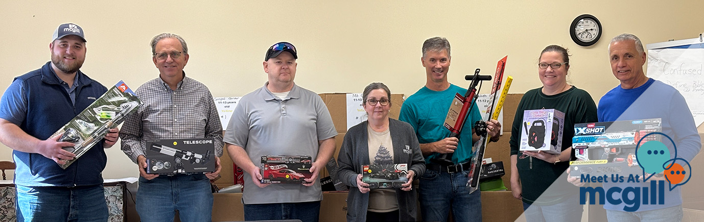 McGill's Shalotte office helps by giving toys to kids.