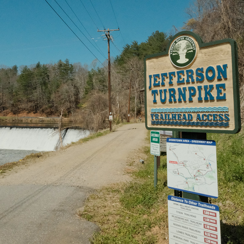 Raw Water Intake project for Town of North Wilkesboro will be near this location, which is the trail access for Jefferson Turnpike Greenway.