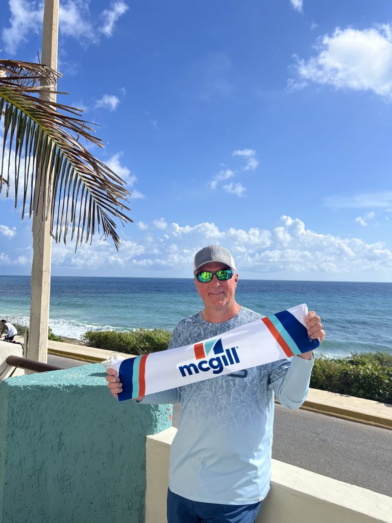 -Vann Johnson with Highland Property Pros took his cooling towel with him to Isla Mujeres Mexico
