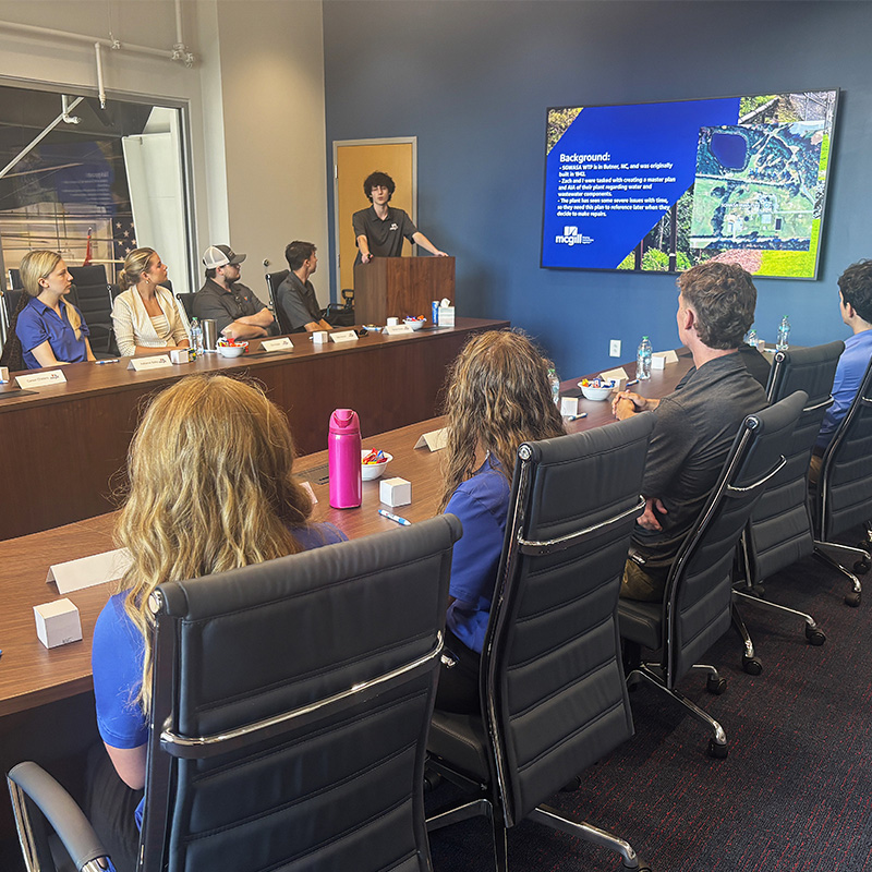 Interns presenting about their internship experiences