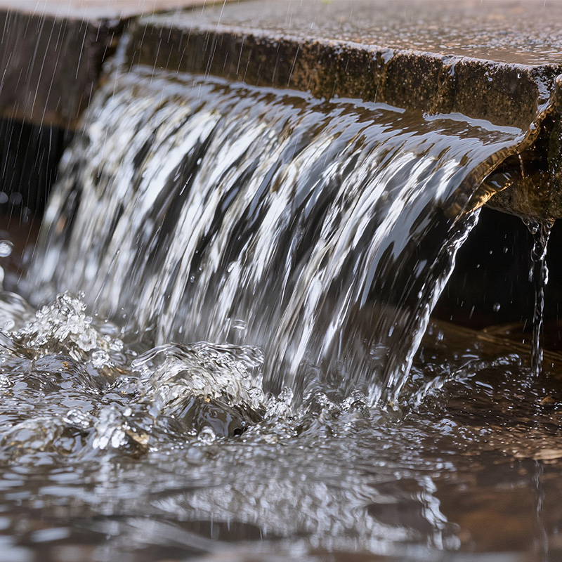 Stormwater Management requires taking a look at all your infrastructure, including the lowly storm drain. Here's a picture of a water pouring into a storm drain.